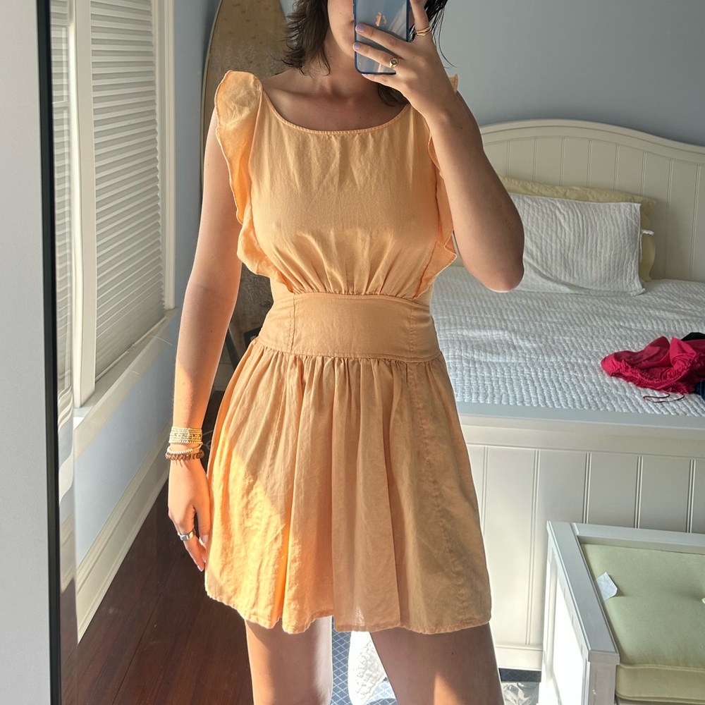 Orange linen Free People dress